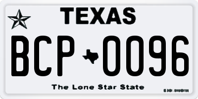 TX license plate BCP0096