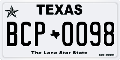 TX license plate BCP0098