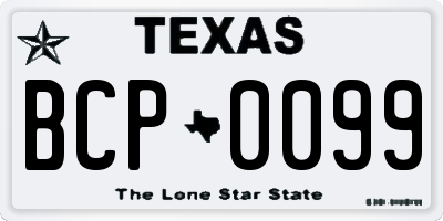 TX license plate BCP0099