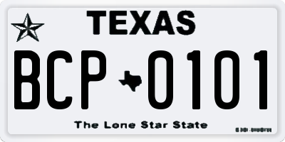 TX license plate BCP0101
