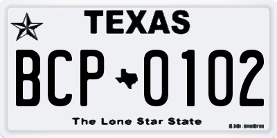 TX license plate BCP0102
