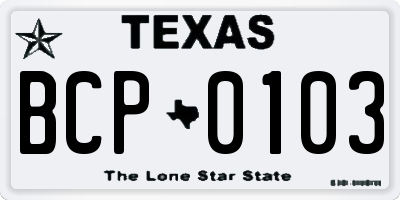TX license plate BCP0103