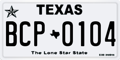 TX license plate BCP0104