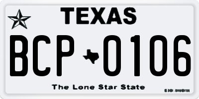 TX license plate BCP0106