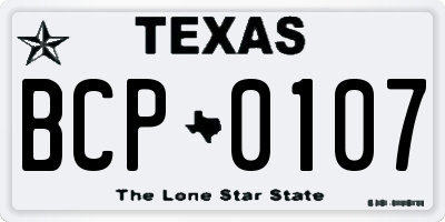 TX license plate BCP0107