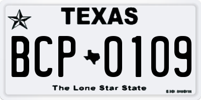 TX license plate BCP0109