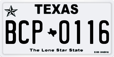 TX license plate BCP0116
