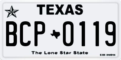 TX license plate BCP0119