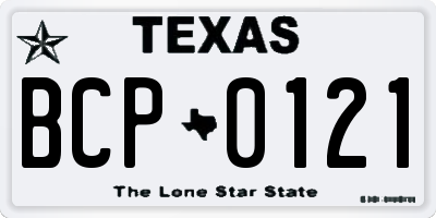 TX license plate BCP0121