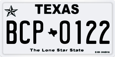 TX license plate BCP0122