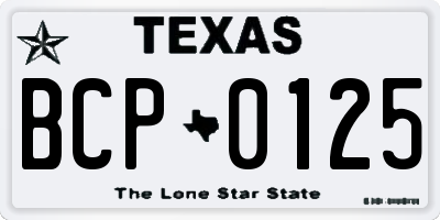 TX license plate BCP0125