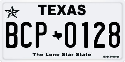 TX license plate BCP0128