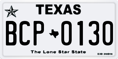 TX license plate BCP0130