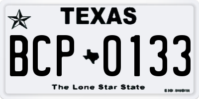 TX license plate BCP0133
