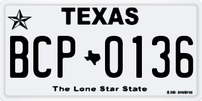 TX license plate BCP0136