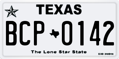 TX license plate BCP0142