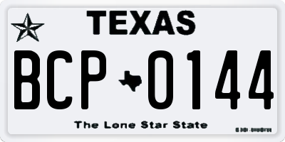 TX license plate BCP0144