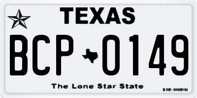 TX license plate BCP0149