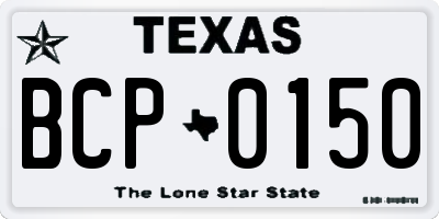 TX license plate BCP0150