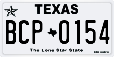 TX license plate BCP0154