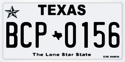 TX license plate BCP0156