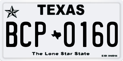 TX license plate BCP0160