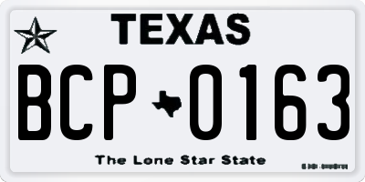 TX license plate BCP0163