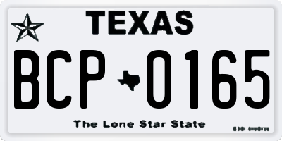 TX license plate BCP0165