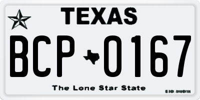 TX license plate BCP0167