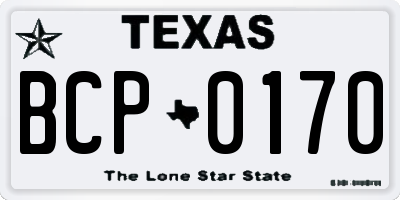 TX license plate BCP0170