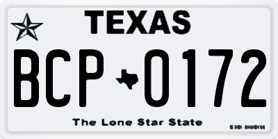 TX license plate BCP0172