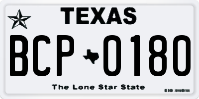 TX license plate BCP0180