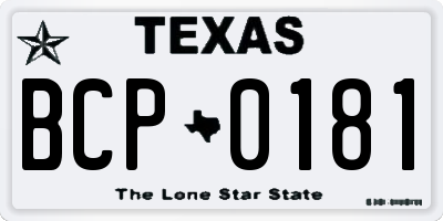 TX license plate BCP0181