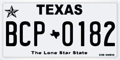 TX license plate BCP0182