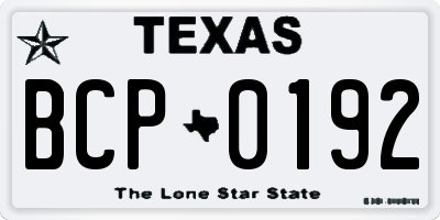 TX license plate BCP0192