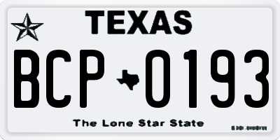 TX license plate BCP0193