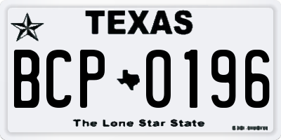 TX license plate BCP0196