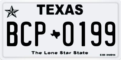 TX license plate BCP0199