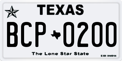 TX license plate BCP0200