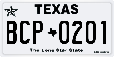 TX license plate BCP0201