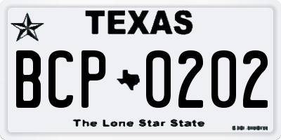 TX license plate BCP0202
