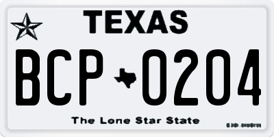 TX license plate BCP0204