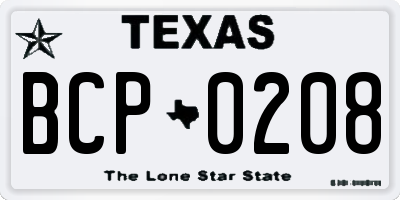 TX license plate BCP0208