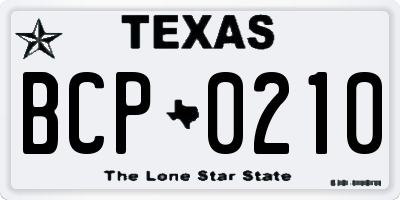 TX license plate BCP0210