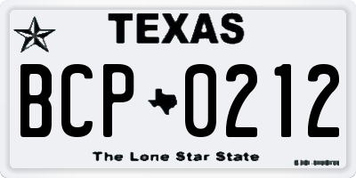 TX license plate BCP0212
