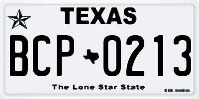 TX license plate BCP0213