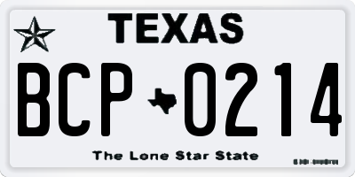 TX license plate BCP0214