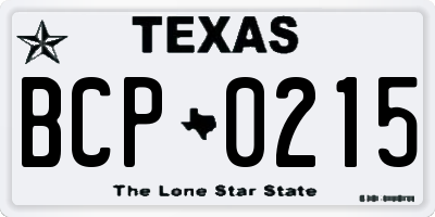 TX license plate BCP0215
