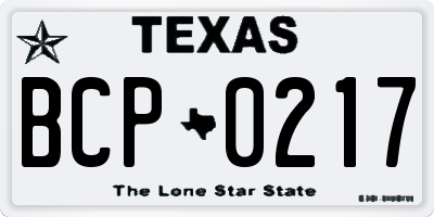 TX license plate BCP0217