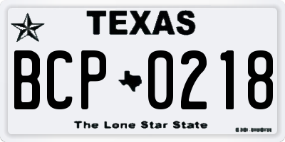 TX license plate BCP0218